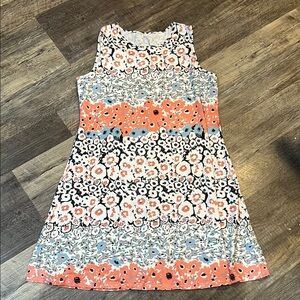 Chic Floral Midi Sleeveless Dress - Black, Blue, Orange